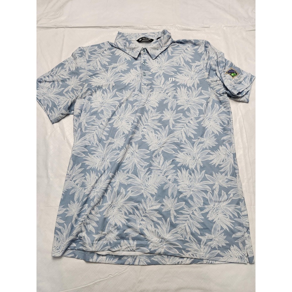 Travis Mathew Polo Shirt Mens XL Blue Floral Golf Performance Stretch 1MZ126